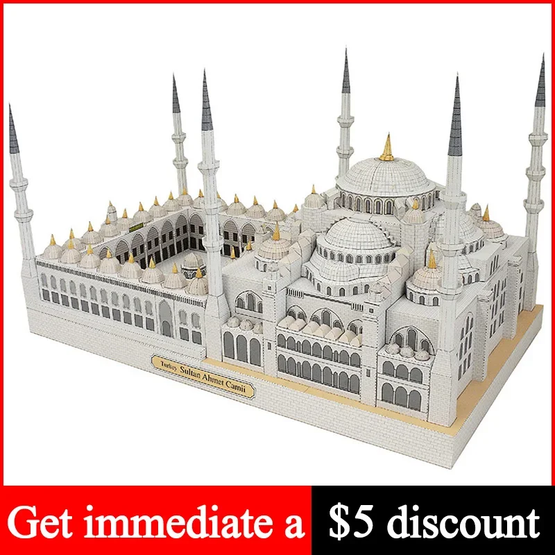 Turchia Sultan Ahmet Camii Tempio 3D Modello di carta Casa Papercraft Arte fai da te Origami Edificio Adolescenti Giocattoli artigianali fatti a mano per adulti QD-202