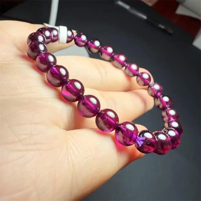 

Натуральный фиолетовый гранатовый браслет из бисера, драгоценный камень, кристалл, исцеление, для женщин и мужчин, ювелирные изделия, подарок, 1 шт., 7/8/9 мм