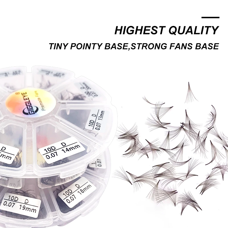 Brown Premade Fans Eyelash Extension 500 pcs Pointy Thin Base Promade Loose Fans Stable D Curl Mix Lengths Pre Made Volume Lashe