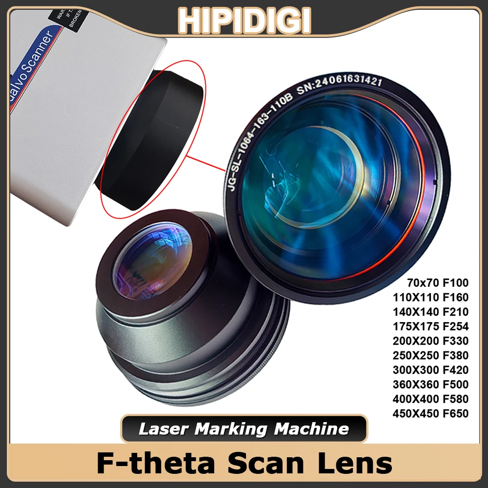F-theta Scan Lens Laser Lens Dia.70-450mm F100-650mm M85 1064nm YAG Optical Marking Lens for Fiber Marking Machine Consumables