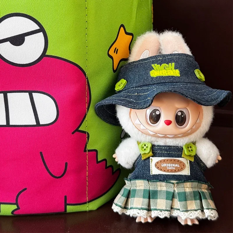 

For Labubu Clothes Trendy Velcro 17cm Doll Cute Dress up Casual Set Skirts Plush Toy Clothes