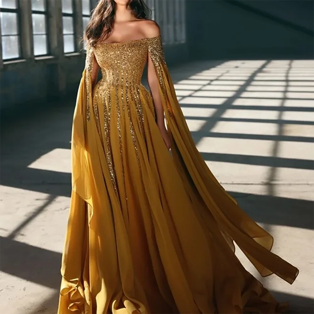 Vestidos de noche formales clásicos con hombros descubiertos y lentejuelas, vestidos de fiesta de cumpleaños y graduación personalizados