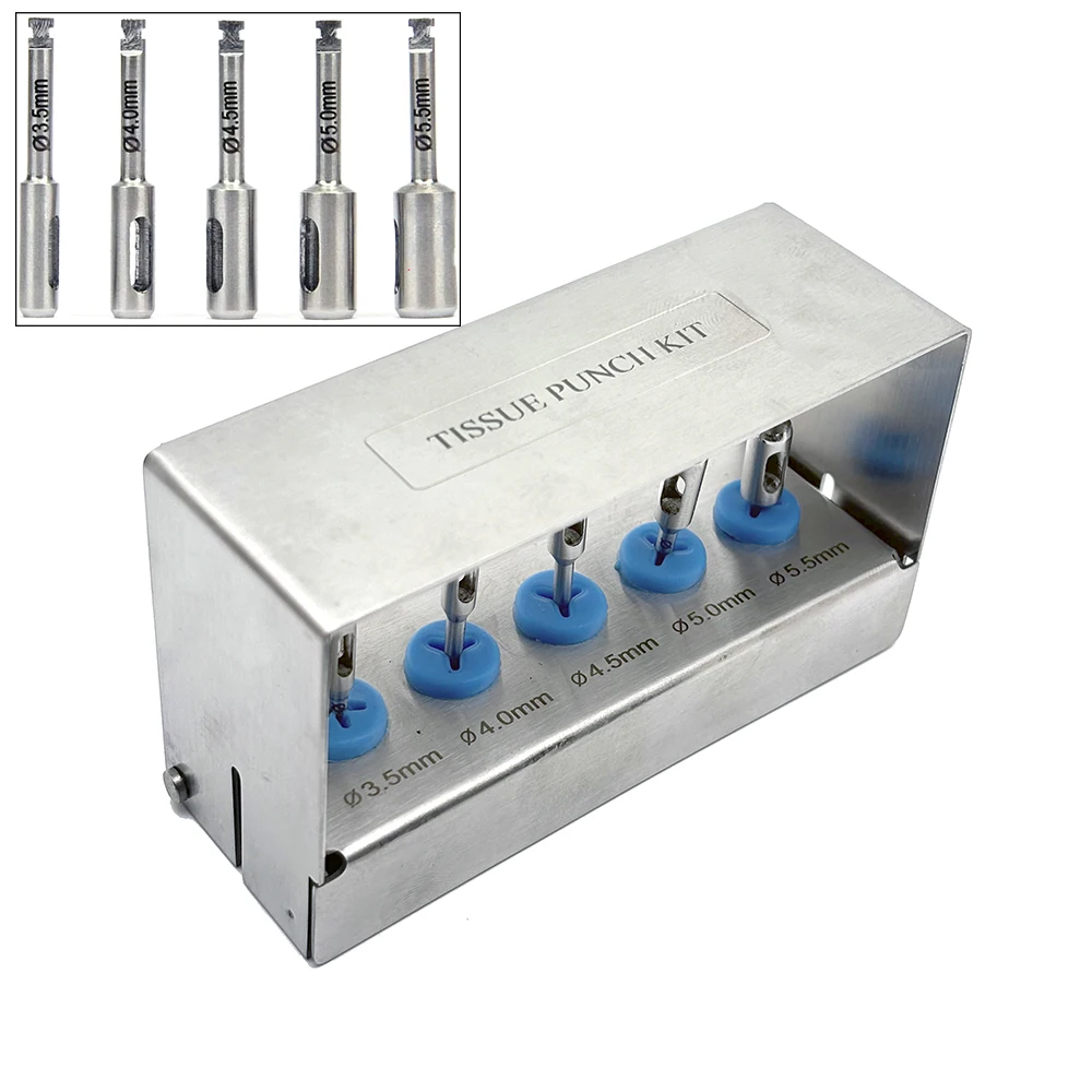 

5Pcs/Set Dental Implant Tissue Punch Kit Stainless Steel Surgical Instrument for Teeth Planting Dentist Tools Durable