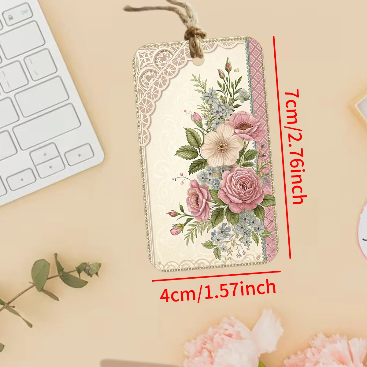 50 Stück Hängeetiketten mit Spitzen-Blumenmuster und Seil, für Hochzeit, Valentinstag, Gastgeschenke, Brautparty-Dekoration, romantische Geschenkverpackungsetiketten – Detail 5