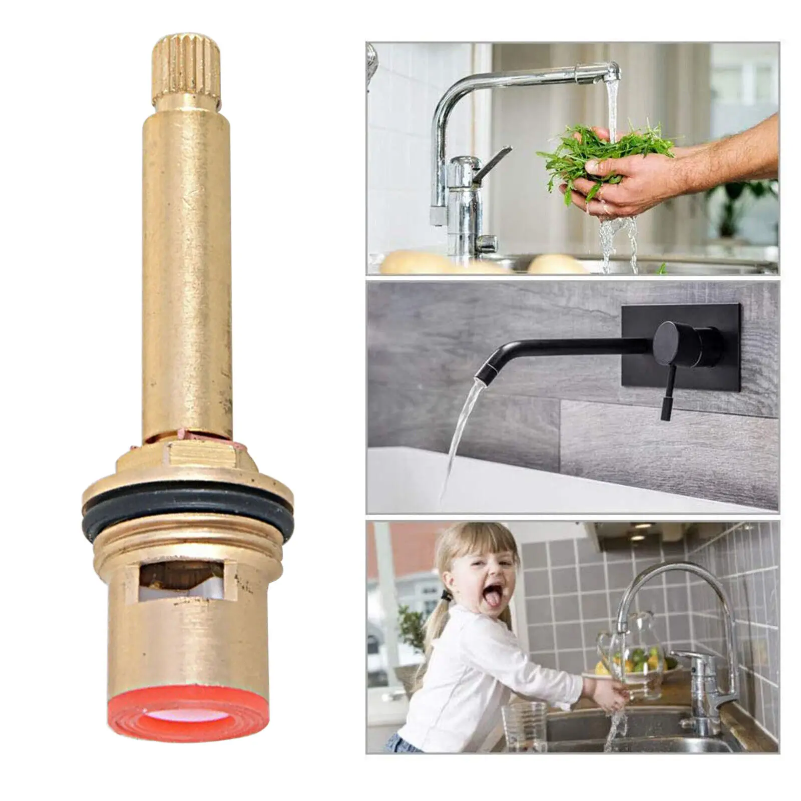 Replacement Tap Cartridge Valve Ceramic Disc Gland Quarter Turn Flow Long Tall Stem Insert 20 teeth 1/2