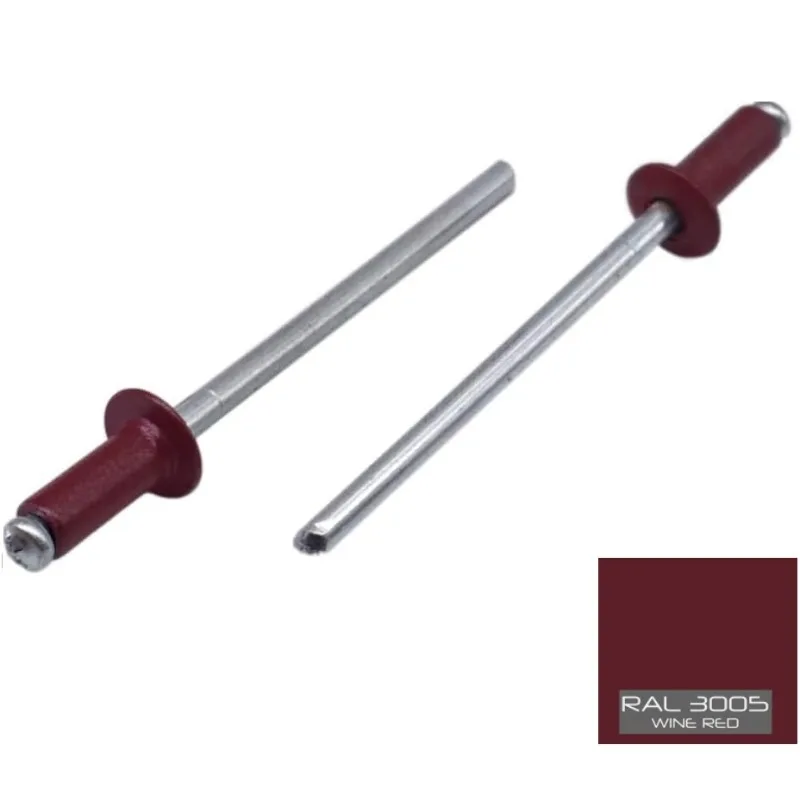 50PCS  RAL3005 Wind Red  Blind Rivets Aluminium Steel Painted Rivets Colored Pop End Rivet DIY Home Fastener Hardware 5/32
