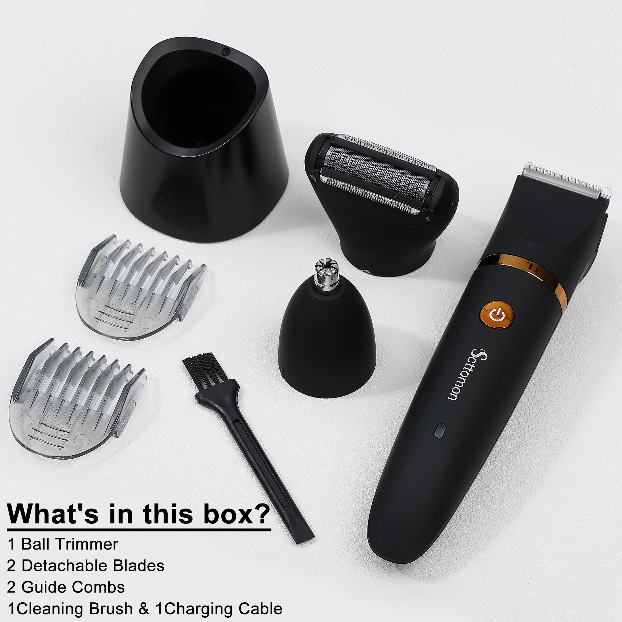 Scttomon 3-in-1 Hair Clipper Beard Trimmer Shaver Nose Cutter with LED Display Charging Stand Men's Grooming Kit