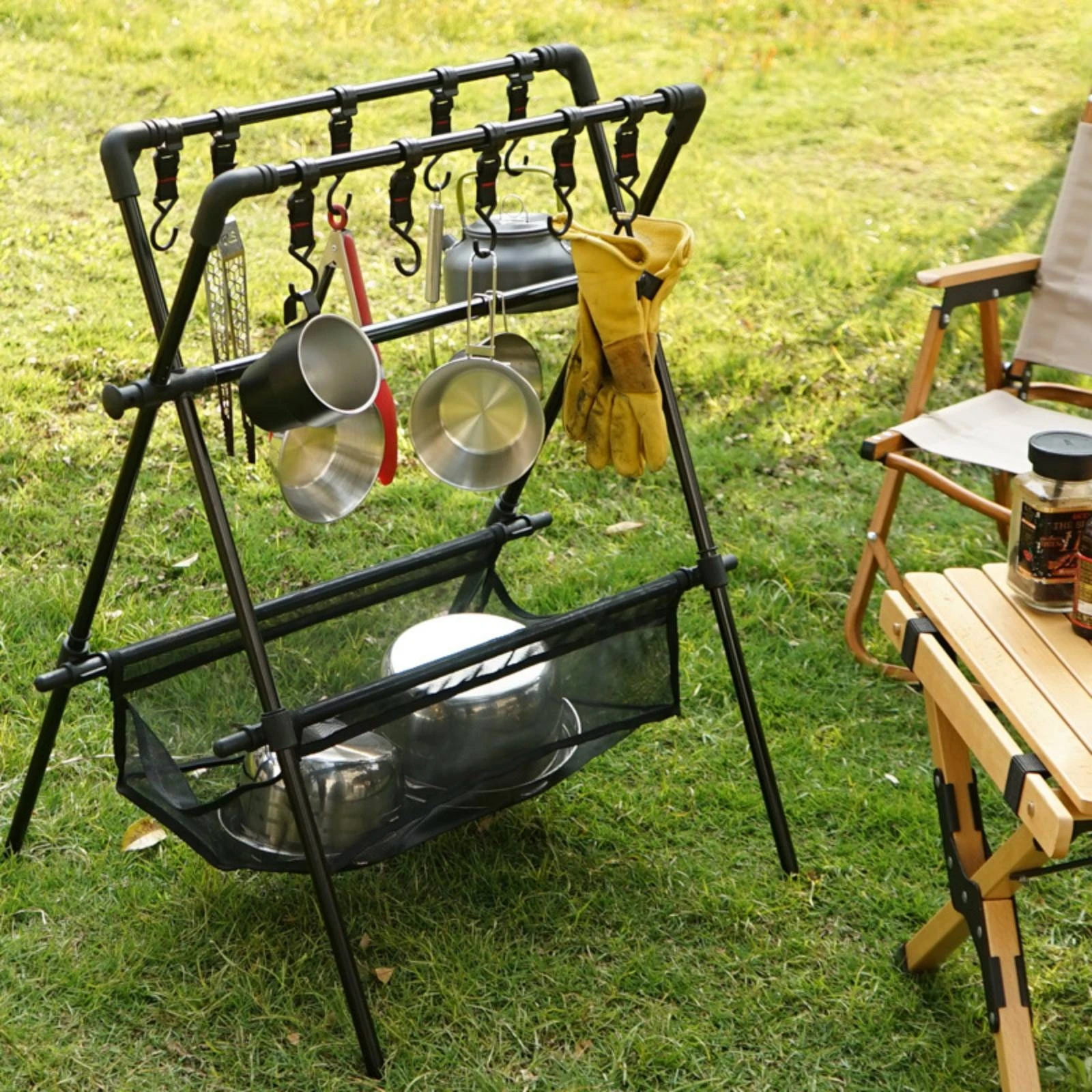 Hanging Organizer with Hooks Freestanding Hanging Rack with Hooks Camping Organizer Lightweight Furniture Collapsible