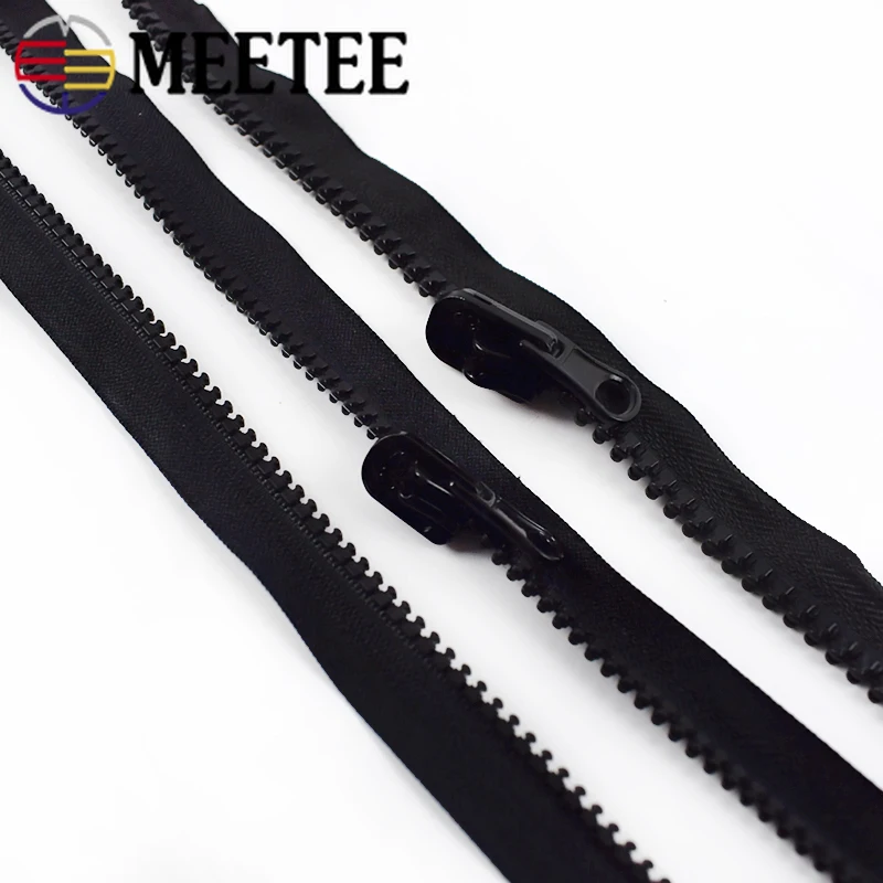 Meetee 5# 8# Resin Open-end Zipper Teeth Rotating Double Side Slider for Coat Down Jacket Outdoor Tent Crafts Sewing Accessory