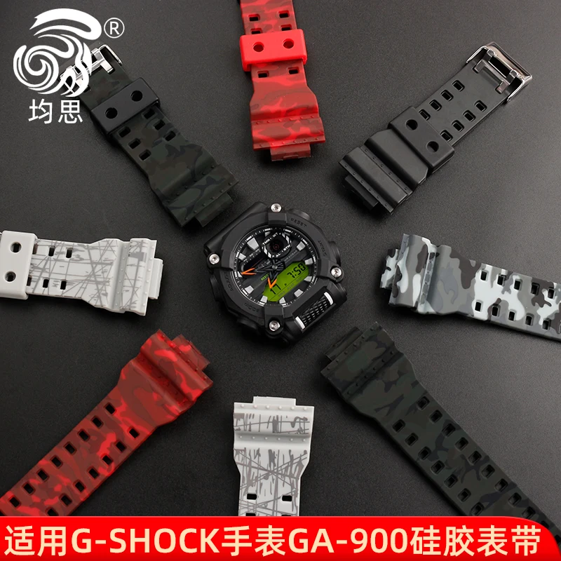 Watchband For GSHOCK Casio modified camouflage silicone watch strap with GA900 GA-810 GA-800 raised silicone mouth accessories