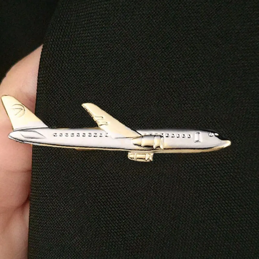 Gentleman Simple Jewelry Metal Airplane Shape Wedding Gifts Men Tie Clip Necktie Clip Aircraft Clips Shirt Tie Pin