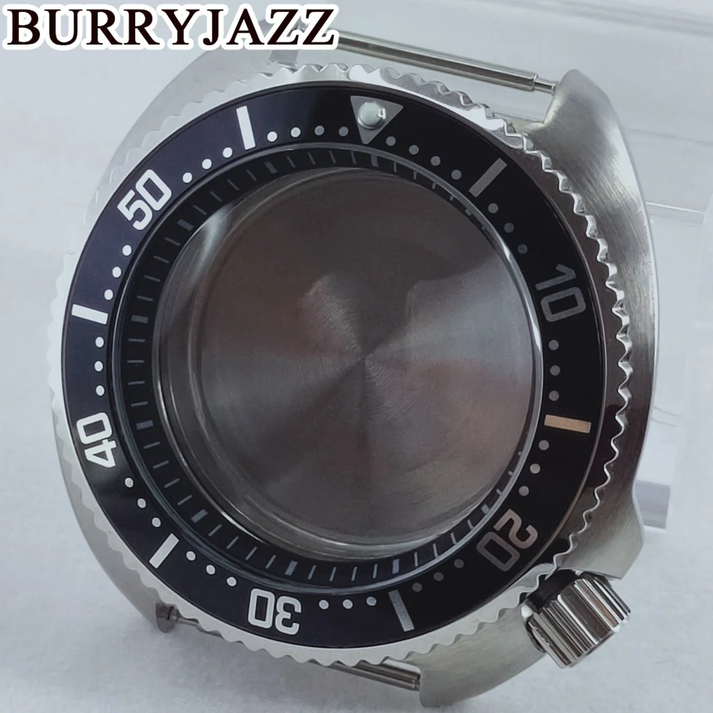 BURRYJAZZ-caja de reloj de acero inoxidable plateado, anillo negro, azul, verde, naranja, 44mm, NH34, NH35, NH36, NH38, NH70, NH72