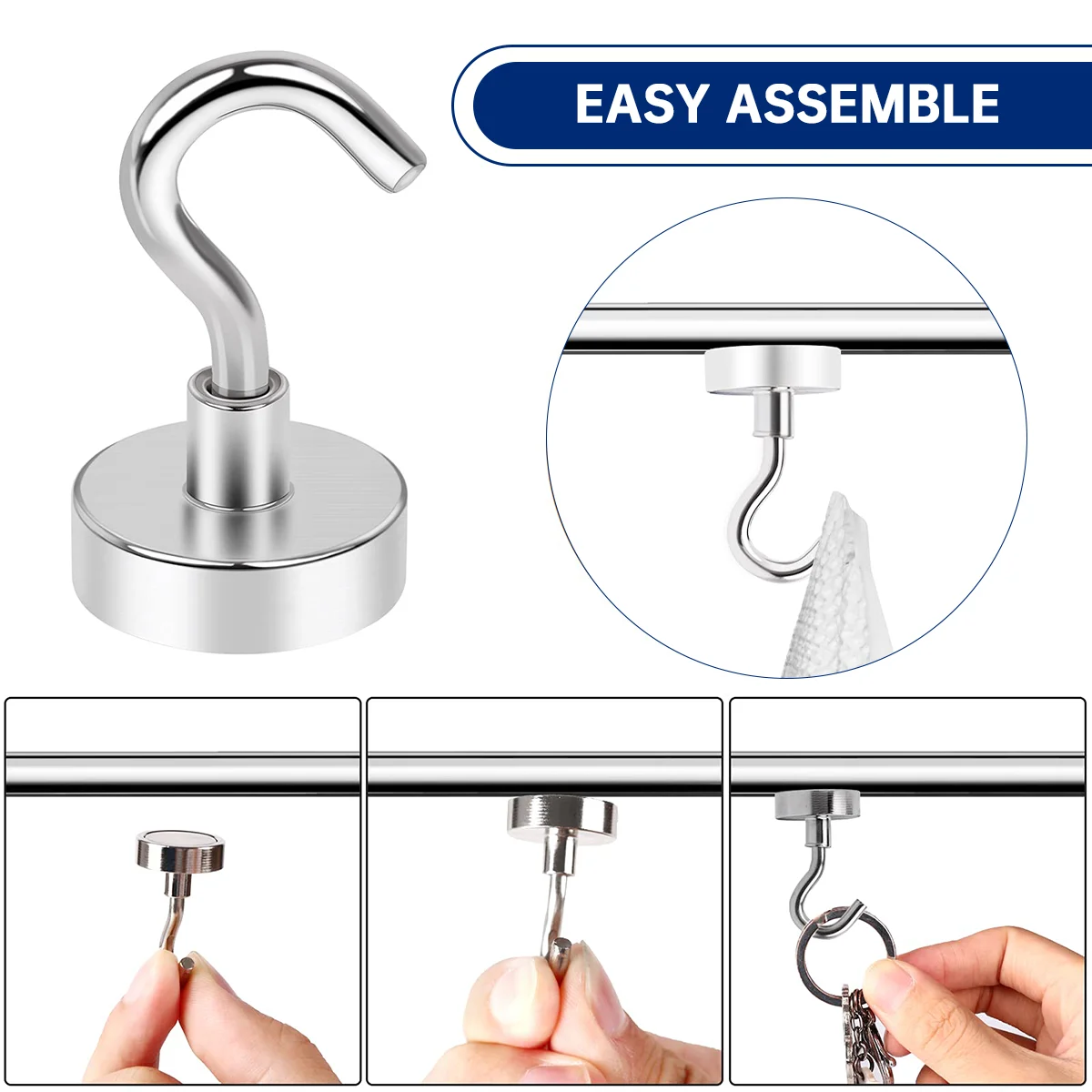 E16 Strong Magnetic Hooks Load Bearing Hook MultiPurpose Storage For Home Kitchen Bar Storage Key Hanging Hanger