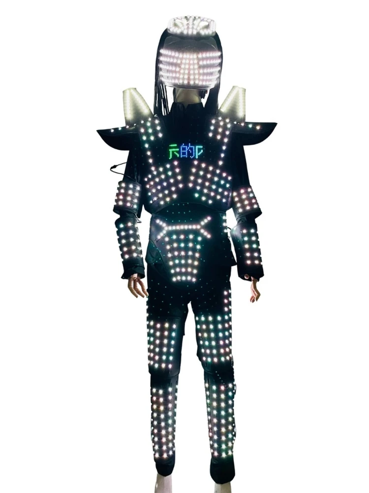 Full Color LED Light Robot Suit Luminous Rangers Costumes LED Screen Logo Clothes Bar Party Disco Nightclub Robot Dance Show