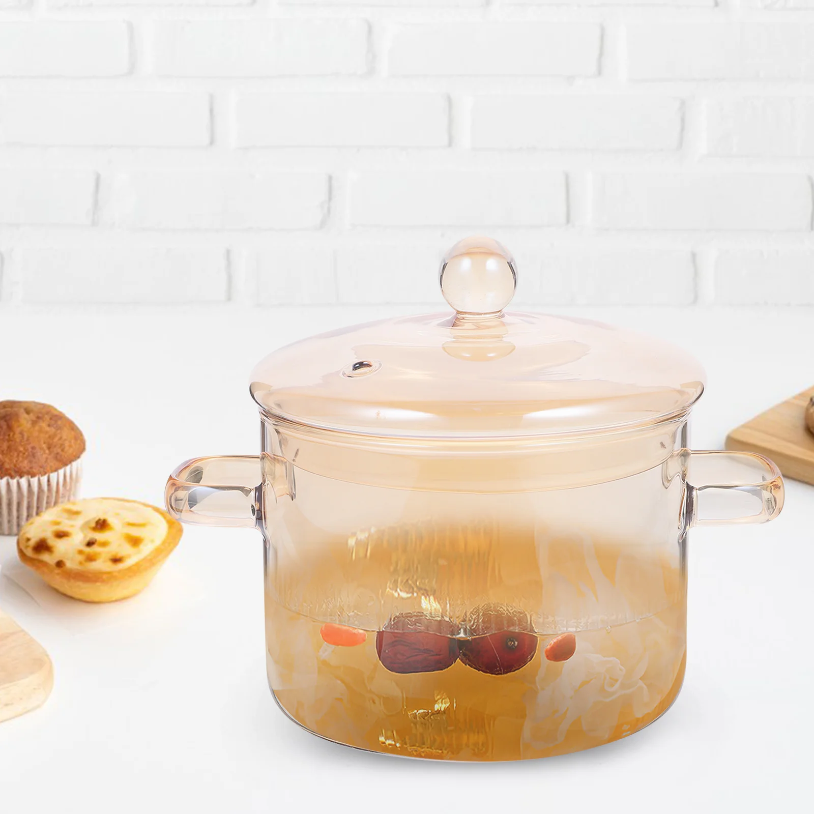 

Double Handle Borosilicate Heat Resistant Glass Pot Cooking Soup Stew Noodle Pot Cookware Cooking Pots with Lids