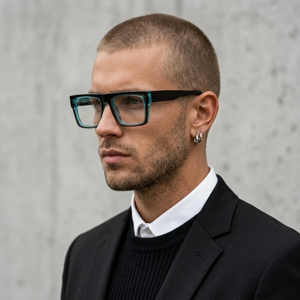 HONKAN Heavy Duty Thick Acetate Glasses Frame Men Women Two-Tone Flat Top Square Prescription Optical Frame Handmade Eyeglasses