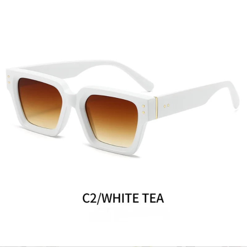 

Ceramic white box thick edged sunglasses, brown anti UV flow sunshade, bright orange glasses for women