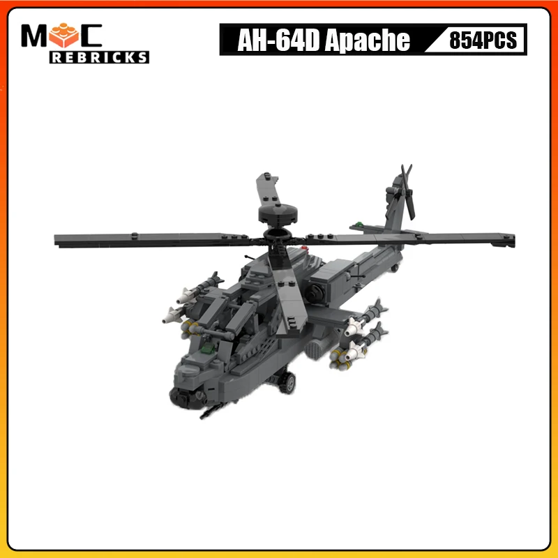 

Military Collection AH-64D Apache Longbow Helicopters Building Block Aircraft DIY Model Puzzle Brick Toys Children's Gifts