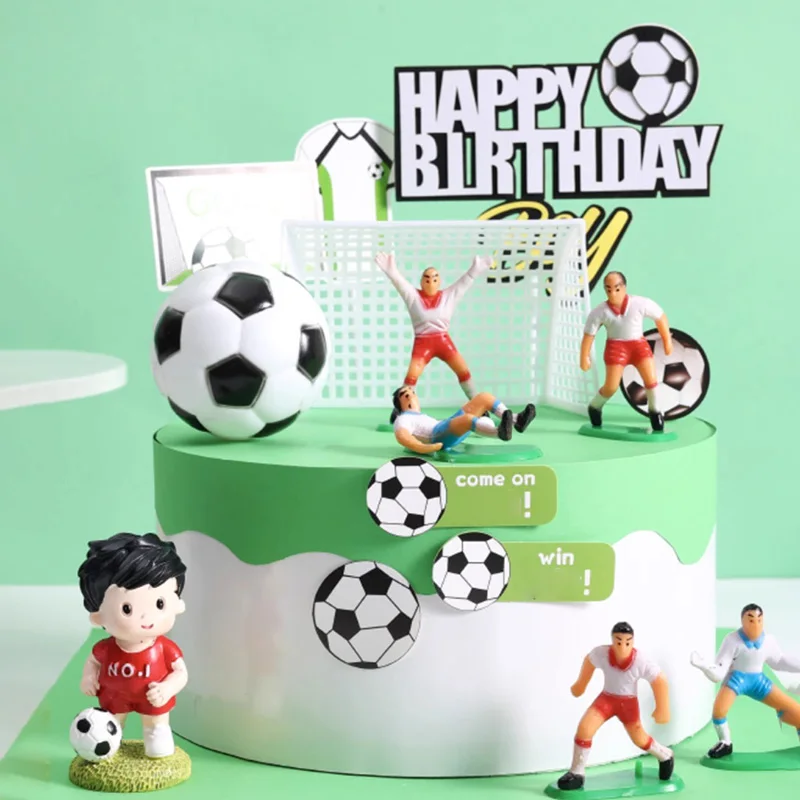 Football Happy Birthday Cake Toppers for Kids 1st Birthday Party Cake Decoration Football Team Celebrates Boys Birthday Supplies