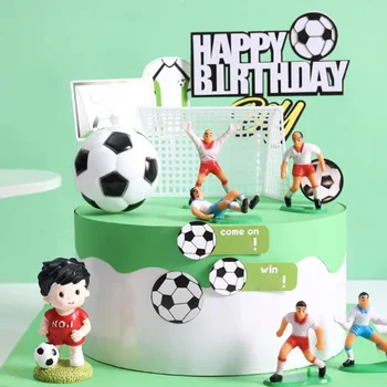 남아용 축구 생일 케이크 토퍼, 생일 파티 케이크 장식, 축구팀 축하, 생일 용품 