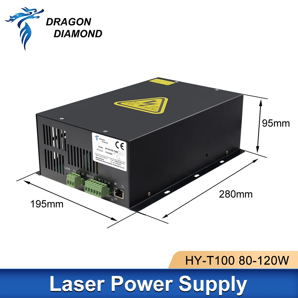 Original HY T100 Co2 Laser Power Supply 100-120W Laser Source For 80W 100W Co2 Laser Tube Laser Engraving Cutting Machine