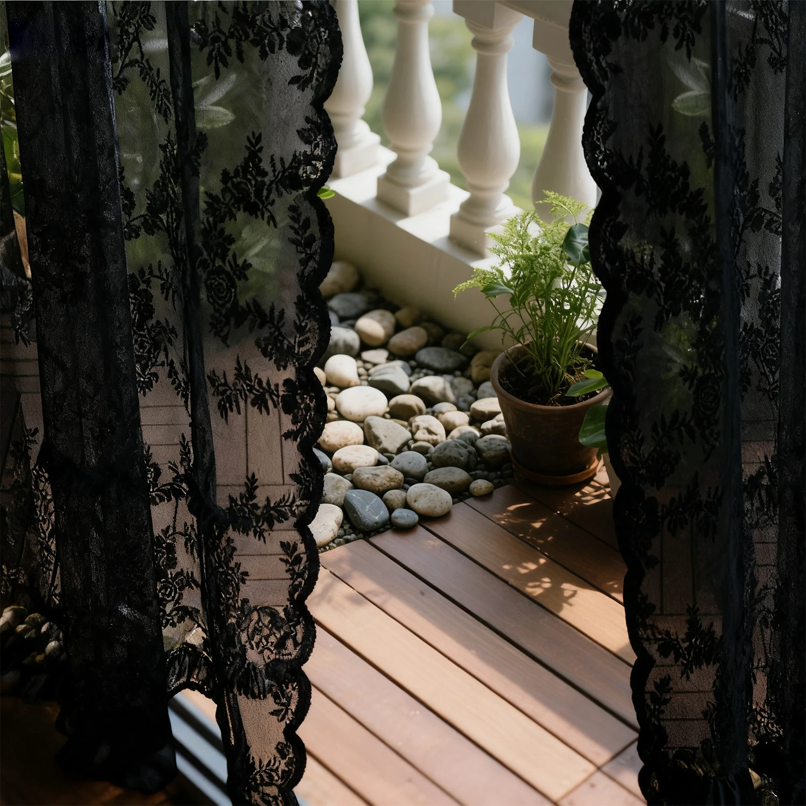 2 Stück Vintage-Blumenstickerei, Spitze, transparenter Vorhang, weiße französische Türvorhänge für Schlafzimmer, Küche, Fenster, feine Vorhänge – Detail 19