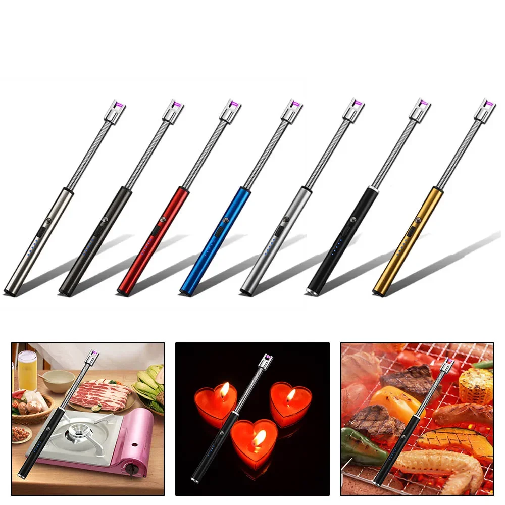 Flexible Long Electric Arc Lighter USB Rechargeable Cigarette Candle Igniter Neck Camping Windproof Flameless LED Lighter