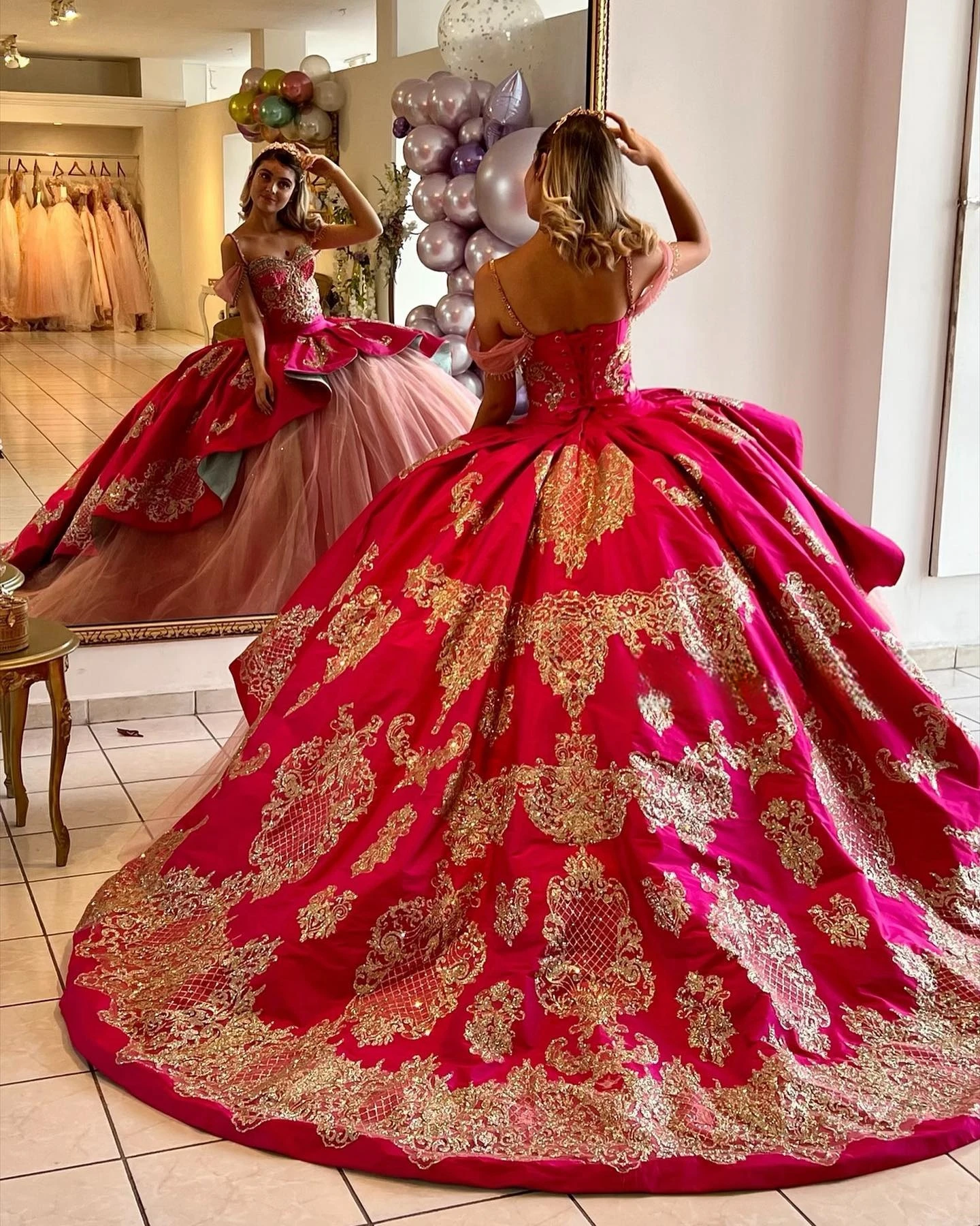 Po-Robes de Quinceanera princesse, robe de Rh, bretelles spaghetti, appliques en tulle, robes Sweet 16, 15 ans, mexicain