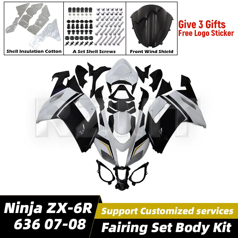 

For Kawasaki Ninja ZX-6R 636 2007-08 Fairing Motorcycle Set Body Kit Decoration Plastic Guard Plate Accessories Shell K0607-117a