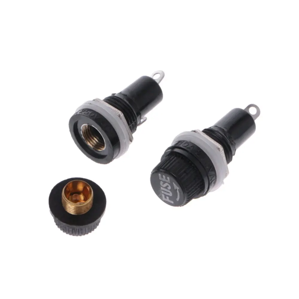 

5PCS Holders Thread / Cross Black Bakelite Insurance 250V AC Tube Socket Panel Mount Fuse Socket Copper 5×20mm 6×30mm Fuse