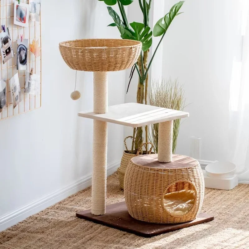 

Vine cat climbing frame with kennel, kitten toy universal in all seasons, cat tree after scratching the line