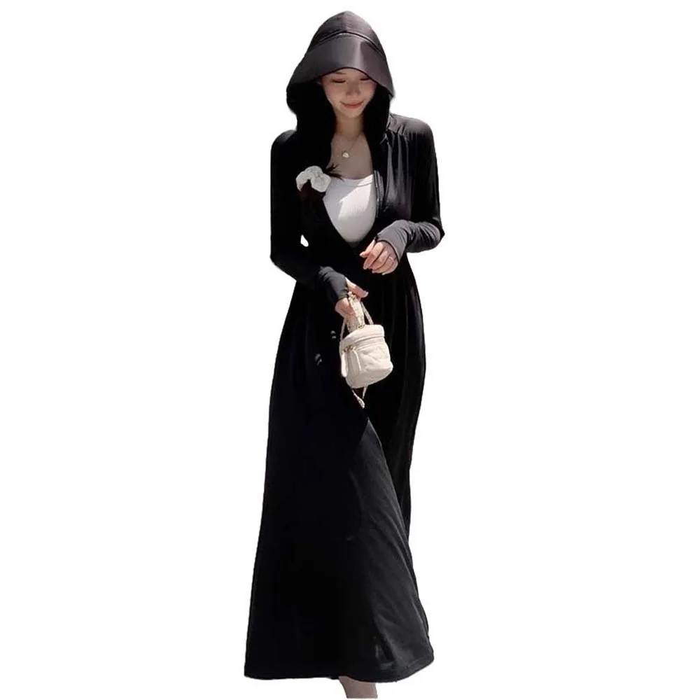 

Ice Silk Sunscreen Long Hoodie Sun Protection Capes Summer Accessories Anti UV Full Body Skirt Anti UV Large Brim Hat