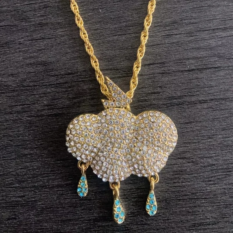 Hip Hop 3A+CZ Stone Paved Bling Iced Out Lightning Cloud Pendants Necklaces Rapper Jewelry