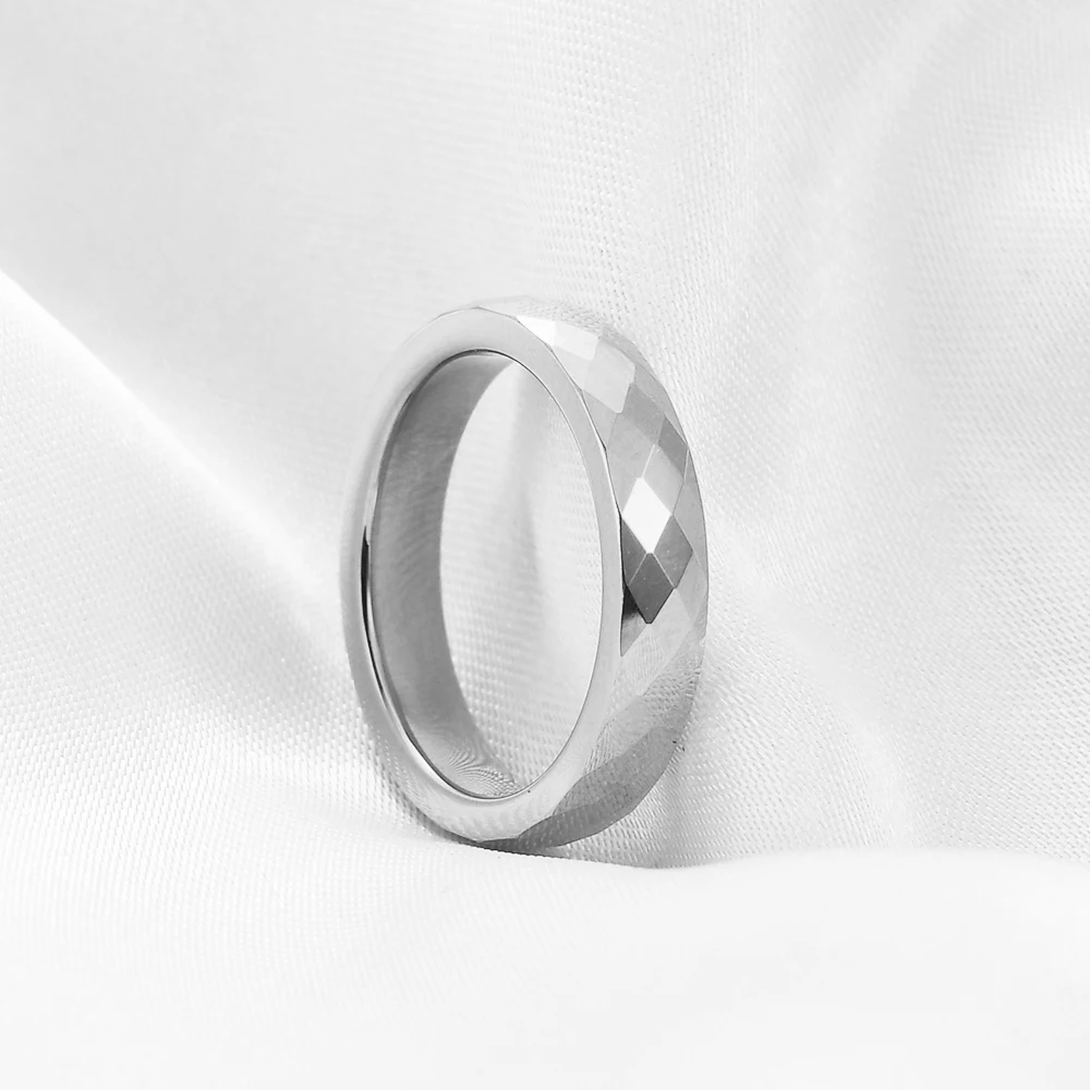 Mode Wolfram Stahl 4MM/6MM Ring für Frauen Cut Polygonale Paar Ringe Hochzeit Schmuck und Zubehör großhandel – Detail 6