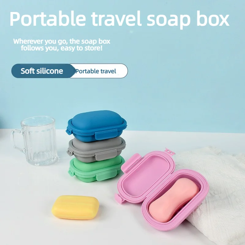 Travel Soap Box, Portable Sealed Soap Box with Lid for Business Trips, New Drainage Storage Soap Case, No Drilling Required