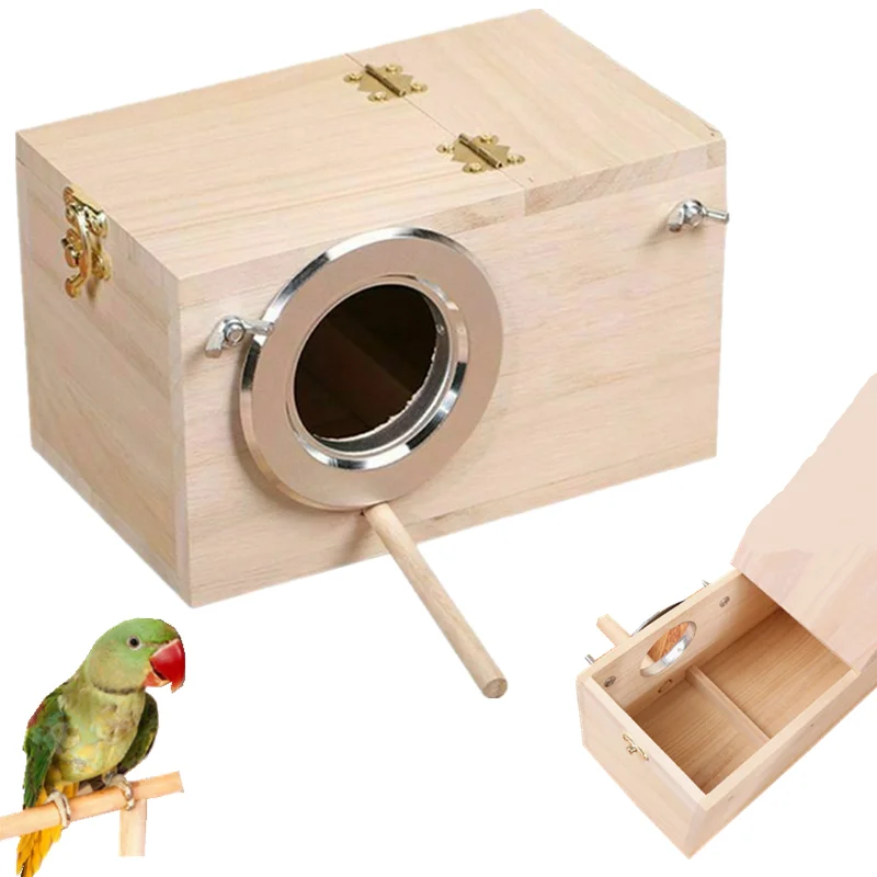 Wooden Bird Cage Nesting Box Hatching Nest Parakeet Nest Breeding Aviary Bird House Budgie Nesting Parrot Cage Birdhouse