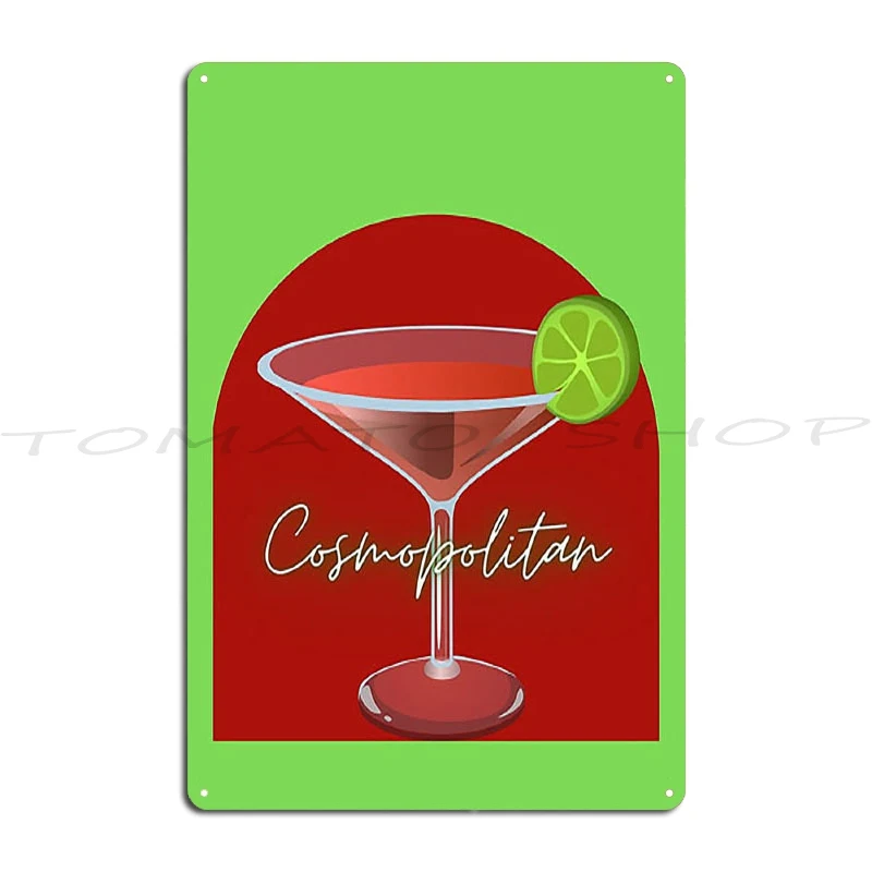 Placa de Metal Decorativa com Receitas de Coquetéis Cosmopolitos para Festa de Verão, Decoração de Parede para Cinema e Caverna, Impressão em Chapa de Metal