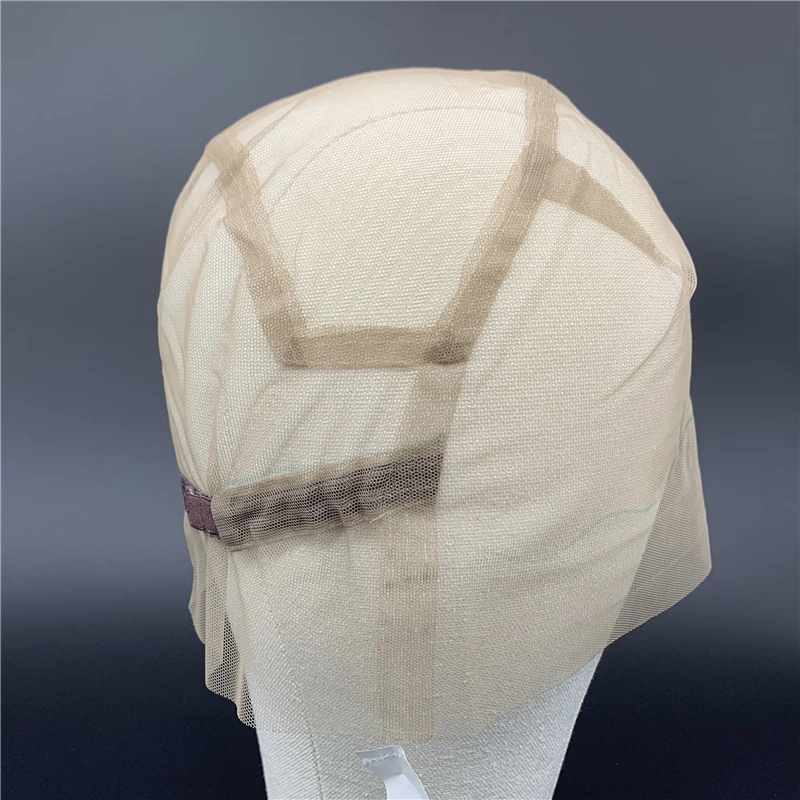 

1PC Brown/Beige Full Lace Wig Cap For Making Wig With Adjustable Stretch Straps And Guide Line Customizing Wigs Lace Cap