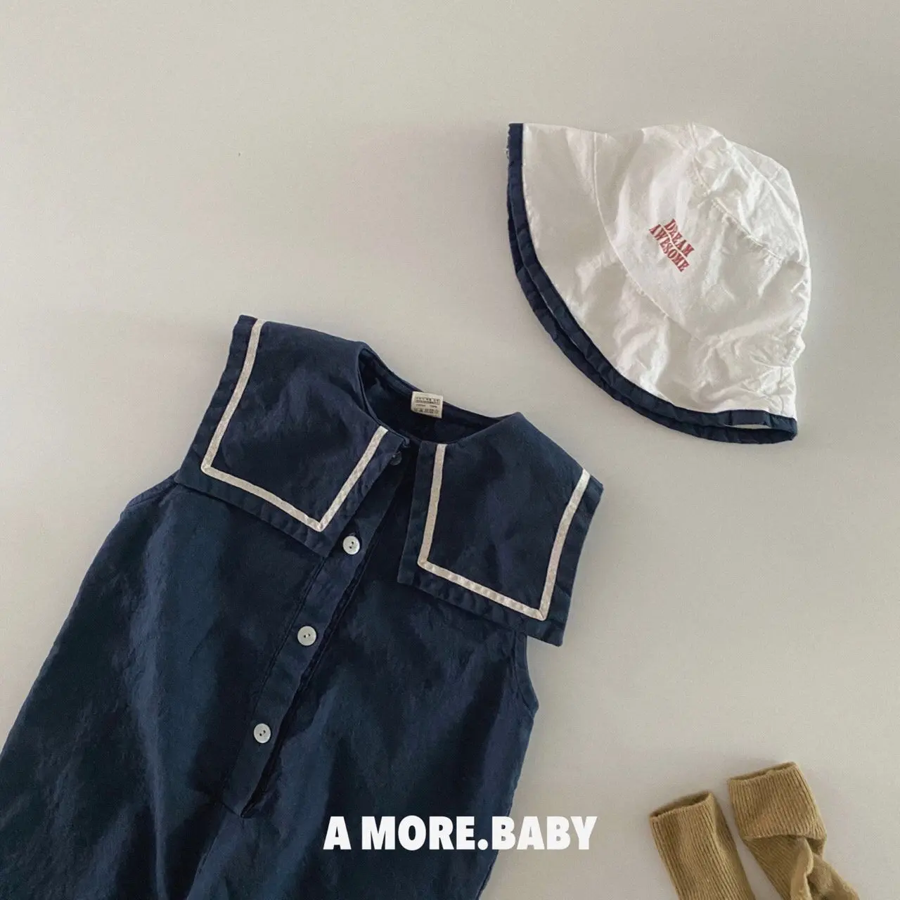 2025 Summer New Baby Boy Sleeveless Sailor Collar Romper Newborn Girl Navy Collar Jumpsuit Infant Toddler Loose Casual Clothes