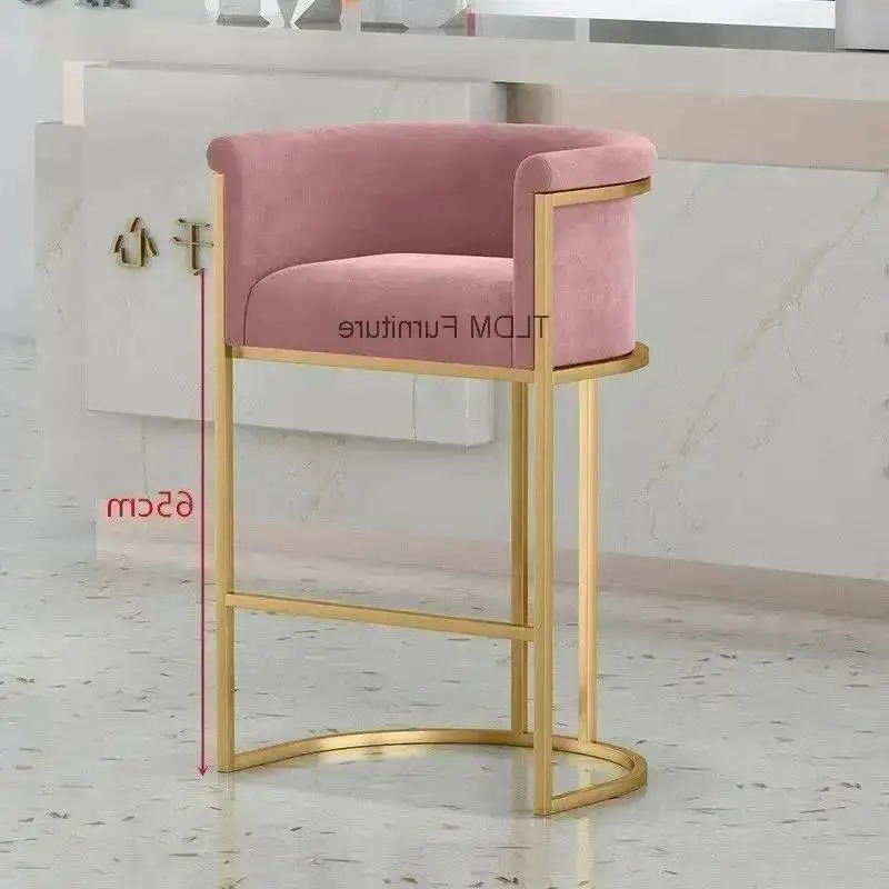 

Modern Cafe Velvet Bar Stools and Bar Stylish Dining Chairs Suitable for Home and Luxury Commercial Space Décor