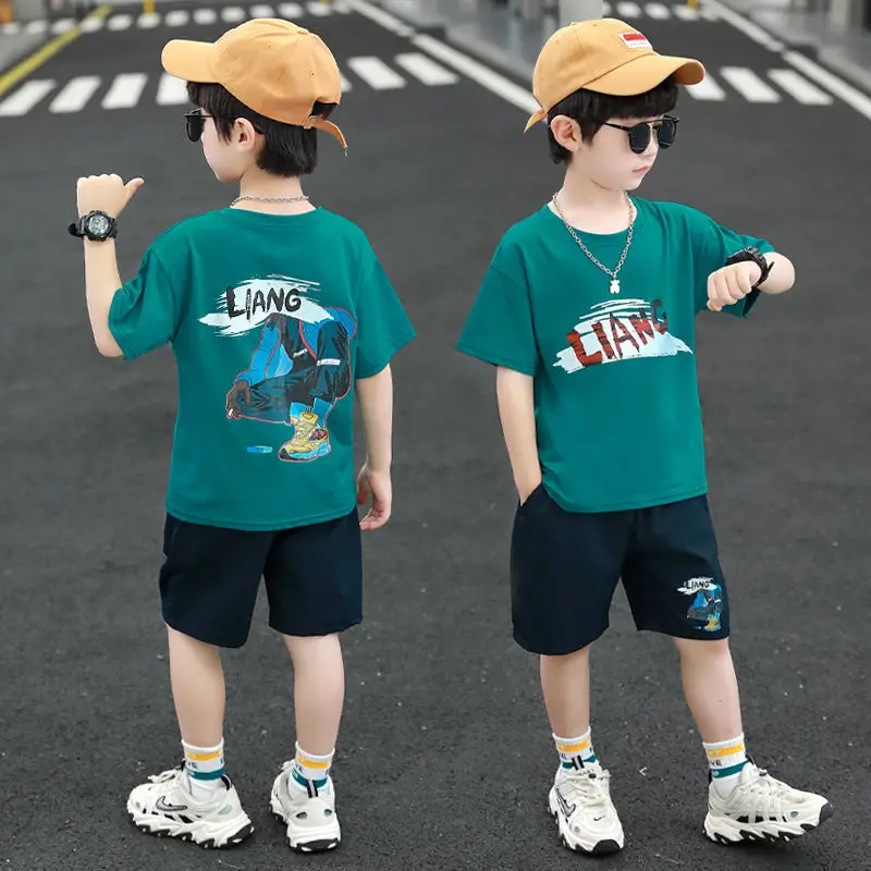 طقم ملابس أطفال على الطراز الكوري بدلة رياضية للأولاد طقم أطفال للأولاد من 4 بدلات فردية وملابس علوية مقطوعة سنوات