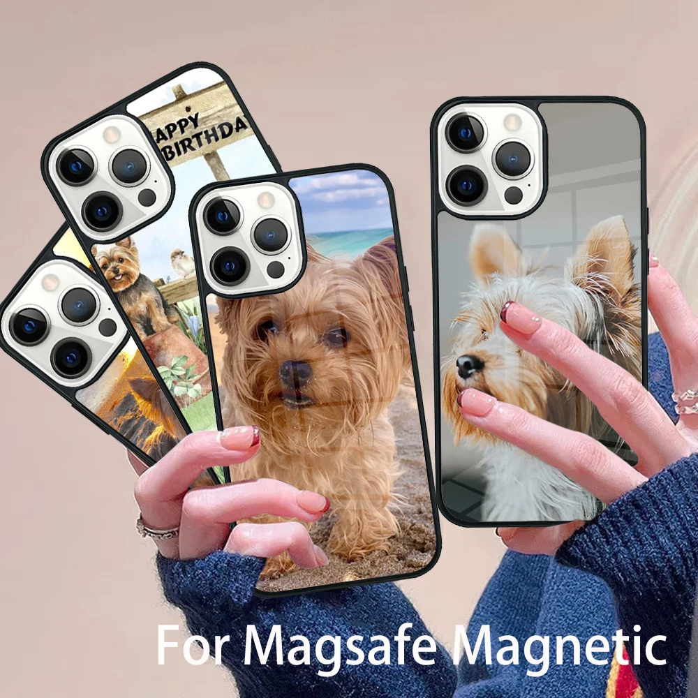 

Yorkshire terrier dog Phone Case Magesafe Magnetic Wireless Charge Cover For IPhone 16 11 12 13 14 15 Pro Max Plus Mini