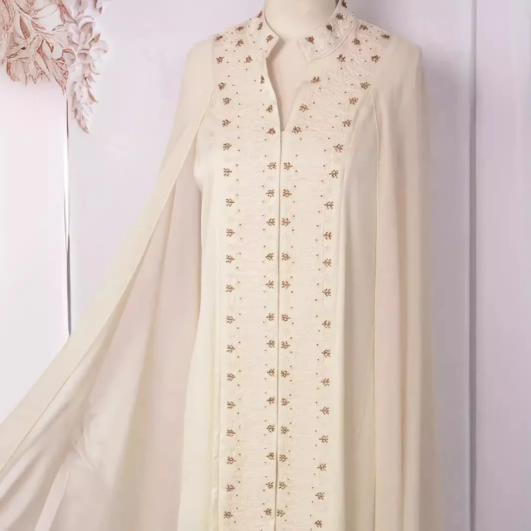 European and American New Women's High-end Embroidery V-neck Hidden Button Long Banquet Party Elegant Dress Evening Gown.