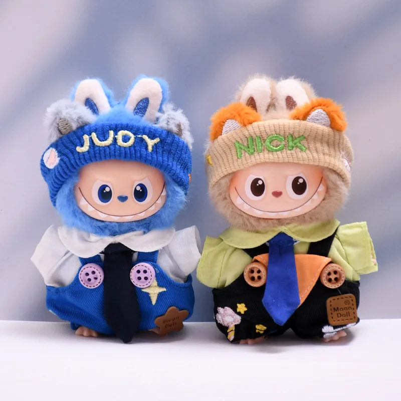 

Новый мини-кукольный наряд для 4-го поколения LABUBU 4,0, булавка для серии Love, милые брюки на подтяжках со звездным узором и соответствующим комплектом повязки на голову