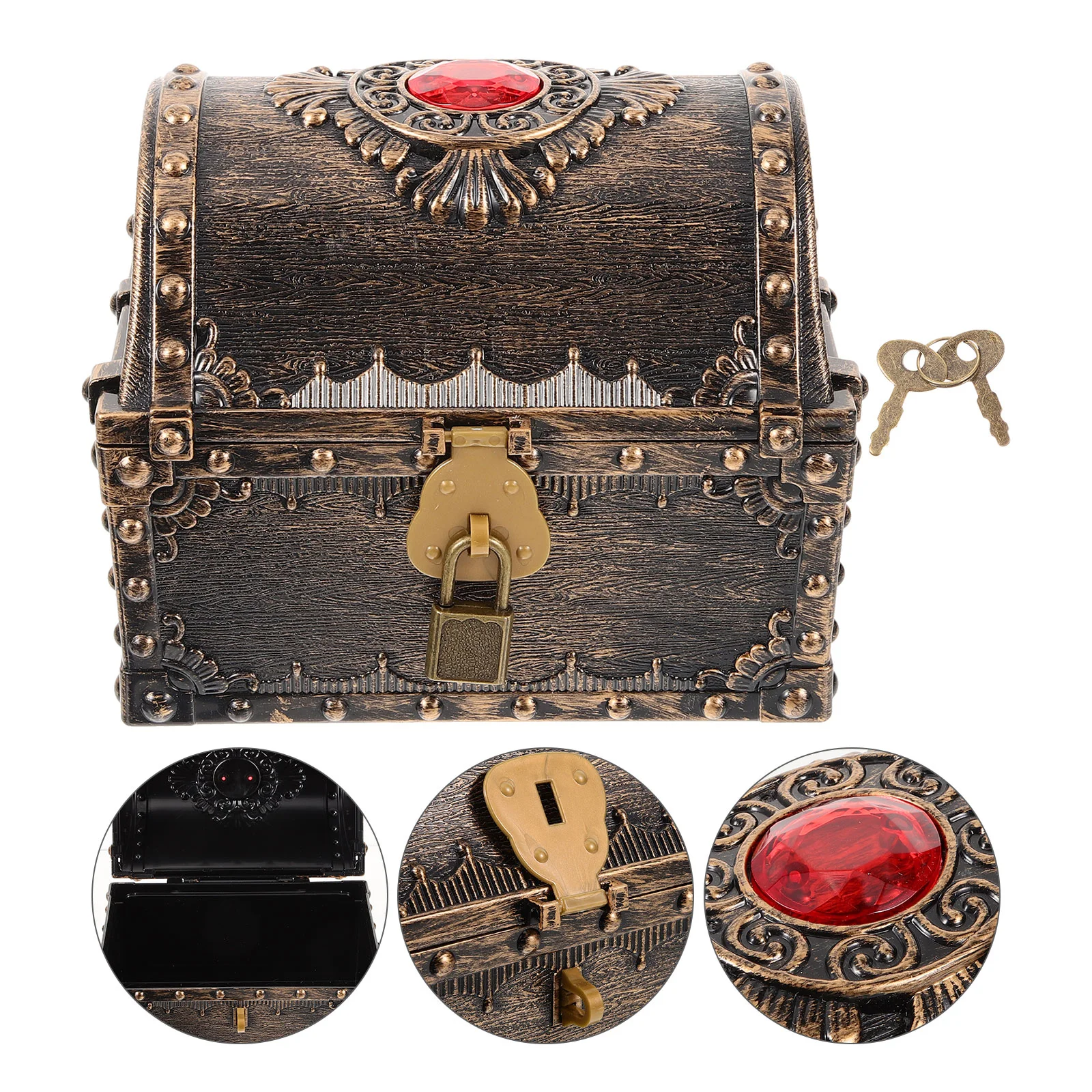 Treasure Chest Pirate Hunting Box Children's Retro Storage Creative Gemstone Gold Coin Props Mini 1600X1400X1250CM Large