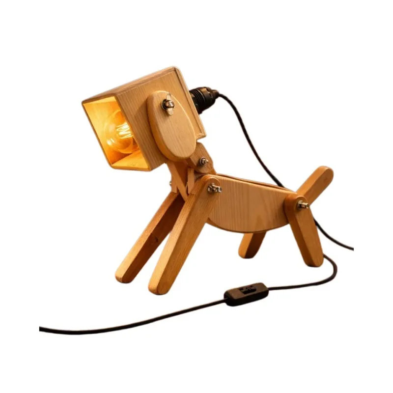 Wood Children's Fun Adjustable Modeling Desk Lamp Desk Desktop Lighting Cute Healing Children's Fun Atmosphere Lighting