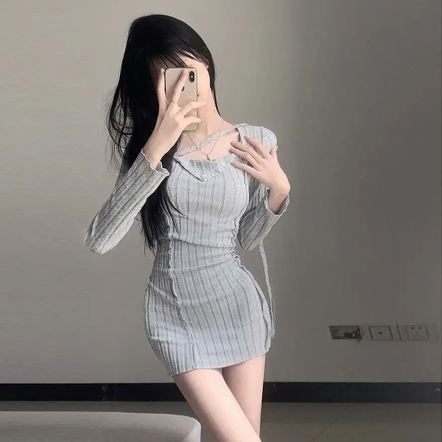 Female Dress Korean Style Summer Women's Long Sleeve Dresses Bandage New Features of Elastic Harajuku Loose Thic In On Sales Hot