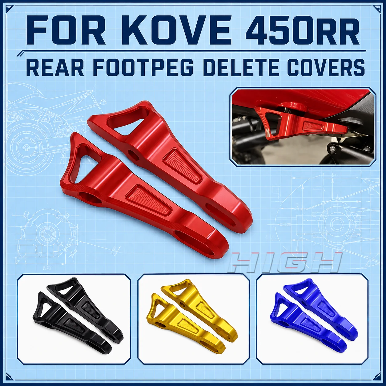 FIT FOR KOVR 450 RR RR450 450RR Modified Rear Footpeg Removal Decor Cap Motorcycle Rear Pedal