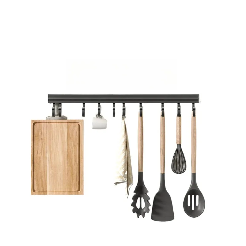 

Gun gray kitchen hook no punching rack wall hanging multi-functional hanging rod spatula spoon knife holder
