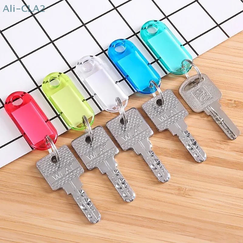 10pcs/lot Crystal Clear Plastic Key Tag With Split Ring Label Double Sided Display Window For DIY Keychain Kit Craft Material